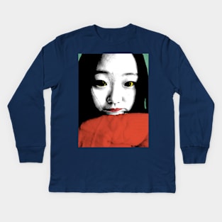 BEAUTIFUL FUNNY ASIAN GIRL POP ART COLOR Kids Long Sleeve T-Shirt